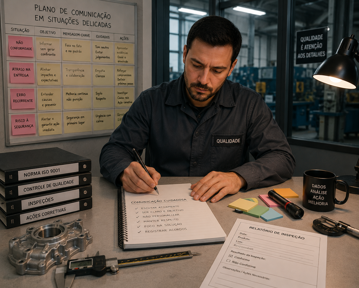 Imagem do prompt 26 Prompts para Comunicações Cuidadosas em Inspeção de Qualidade Industrial
